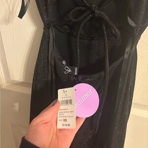 Windsor Black Sparkle Slip Dress with Tie Straps